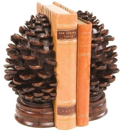 Bookends Rustic Pinecone Oversize Hand Painted Mountain OK Casting USA