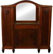 1920 Buffet Sideboard Art Deco / MidCentury Modern Mahogany Marble
