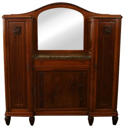 1920 Buffet Sideboard Art Deco / MidCentury Modern Mahogany Marble