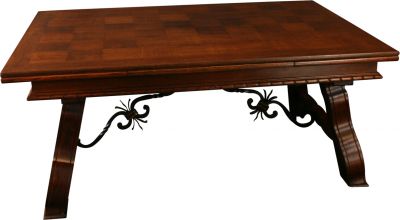 1950 Vintage French Table Renaissance Style Chunky Oak Wood Extending