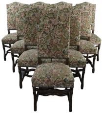 Dining Chairs Set 10 Sheepbone Beech Wood Vintage French 1930 Floral Upholstery