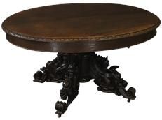 Table Antique French Hunting Renaissance Oak 1880 Pedestal Ornate Carved Beasts