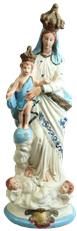 Statue Religious Sculpture Madonna Our Lady of Victory French Chalkware Blue