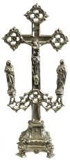Antique Crucifix Cross Religious Mary and John Gothic Styling Bronze Metal
