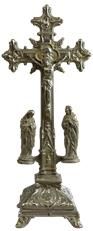 Antique Crucifix Cross Religious Mary and John Sacred Heart Immaculate Bronze