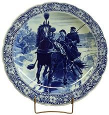 Antique Plate Petrus Regout Blue Delft Carriage Large White Ceramic