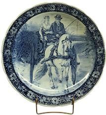 Vintage Plate Boch Carriage Large Blue White
