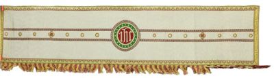 Antique Altar Cloth Religious Off-White Silk Needlepoint