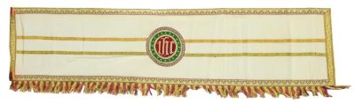 Antique Altar Cloth Religious Off-White Silk Needlepoint