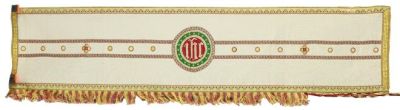 Antique Altar Cloth Religious Off-White Silk Needlepoint