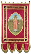 Processional Banner Religious Silk Saint Lambert Liege Quentin Amiens Antique