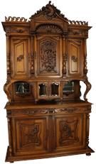 Buffet Sideboard Antique Louis XV French Rococo 1900 Carved Walnut Glass Mirrors