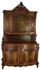 Buffet Louis XV Rococo Antique French 1880 Walnut Beautifully Carved Wood Glass