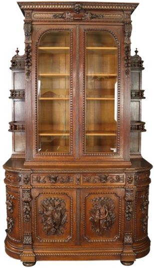 Antique Sideboard, Hunters Cabinet, Carved Renaissance Buffet, Oak