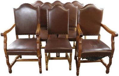 Dining Chairs Set 8 Sheepbone Os de Mouton Vintage French Oak 1930