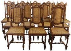 Antique Dining Chairs Chair Hunting Renaissance Set 12 Oak Cane Rattan