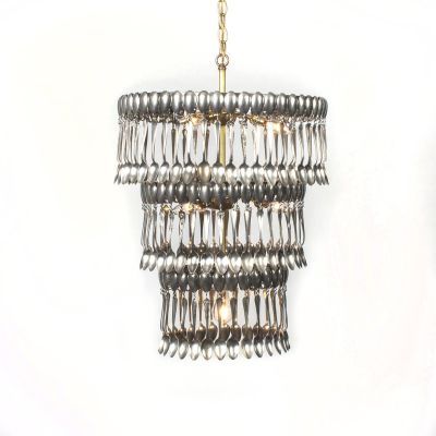 250 Spoons Chandelier Vintage Silver Oval Spoondelier 100W 7-Light CV-29