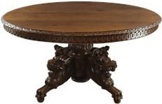 Antique Dining Table Hunting French Renaissance Carved Dragon Legs Pedestal