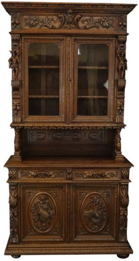 Antique French Carved Oak Buffet Sideboard - 1880
