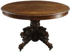 Antique Dining Table French Hunting Renaissance Oval 1890 Carved Oak Pedestal