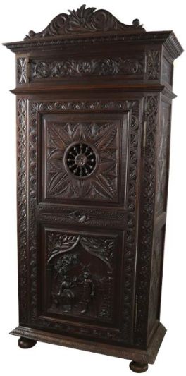 Antique Cabinet Brittany Romantic Man Woman Couple Flowers Windmill