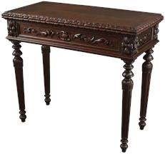 Antique Games Table Hunting Renaissance Oak Folding Top Green Fabric