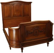 Antique Bed Louis XVI French Mahogany Pretty Garlands Tall Curved Headboard 1920