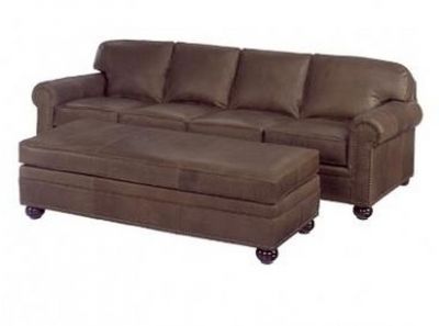 4-Seat Leather Sofa Hand-Crafted, Wood, Brown Top Grain Leather