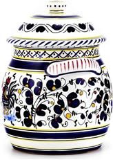 Biscotti Jar Vase Deruta Majolica Orvieto Rooster Blue Ceramic Handmade