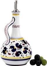 Olive Oil Bottle ORVIETO ROOSTER Deruta Majolica Blue Ceramic Handmade