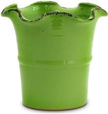 Planter Vase SCAVO GIARDINI-GARDEN Tuscan Italian Fluted Rim Large Light Green