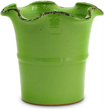 Planter Vase SCAVO GIARDINI-GARDEN Tuscan Italian Fluted Rim Large Light Green