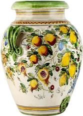 Urn Vase TOSCANA Majolica Frutta Fondo Miele Large Ceramic Hand-Painted