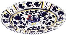 Platter Plate Deruta Majolica Orvieto Rooster Oval Large Blue Ceramic Handmade