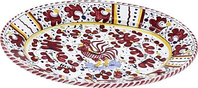 Platter Plate Deruta Majolica Orvieto Rooster Oval Large Red Ceramic Dishwasher
