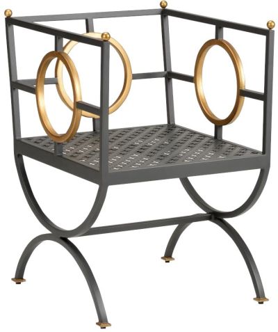 Accent Chair Occasional Gold Accents Dark Steel Metal