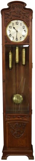 Antique Grandfather Clock Art Nouveau Walnut Oyster