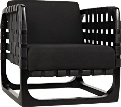 Arm Chair NEBULA Charcoal Black Cotton Sungkai Leather