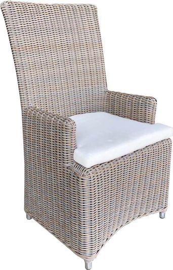 Arm Dining Chair PADMAS PLANTATION NICO Kubu Powder-Coated Frame Gray