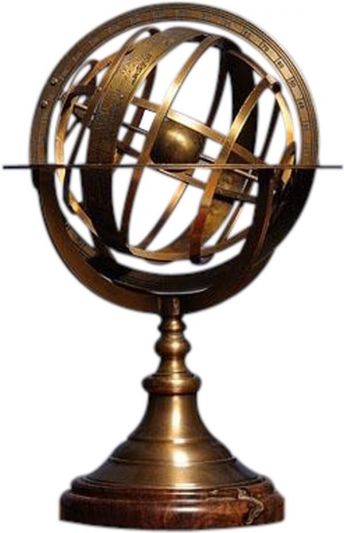 Armillary Traditional Antique Graduated Rings Ring Brass Wood Base