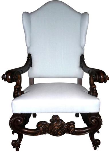 Occasional Chair Baroque Rococo Fireside Wings Throne Cushion Spring Seat