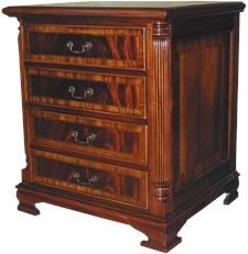 Filing Cabinet Flame Mahogany Reeded Columns Banded Inlay 2 Drawers