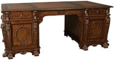 Desk, Partners Desk, Decorative English Tudor Style