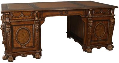 Desk, Partners Desk, Decorative English Tudor Style
