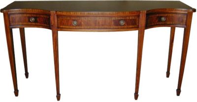 Sideboard Regency Concave Bow Front Flame Mahogany Banded Inlay 3-Drawers