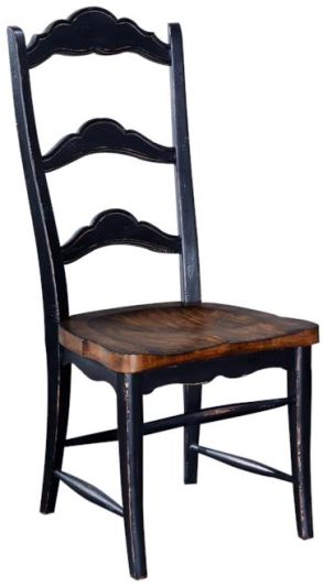 Side Chair Dining Colonial, Blackwash Wood, Pecan Saddle Seat, Ladder Back