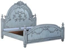 Bed Classical King Glazed Turquoise Blue Carved Solid Wood Distressed Romantic