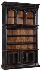 Bookcase Cathedral Antiqued Blackwash Wood, Old World Moldings, Bead Board