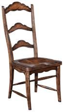 Side Chair Dining Colonial, Solid Wood Pecan Saddle Seat, Shaped Ladder Back