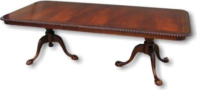 Dining Table Flame Mahogany Carved Rope Edge Ball And Claw Feet Banded Burl